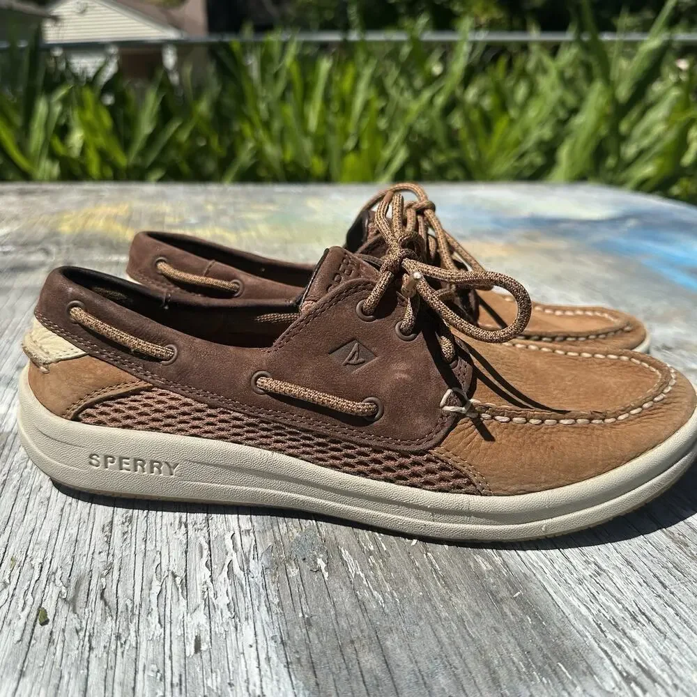 Sperry Top-Sider Men’s 9 Shoes Gamefish 3-Eye Brown Leather Son-R Boat - BP